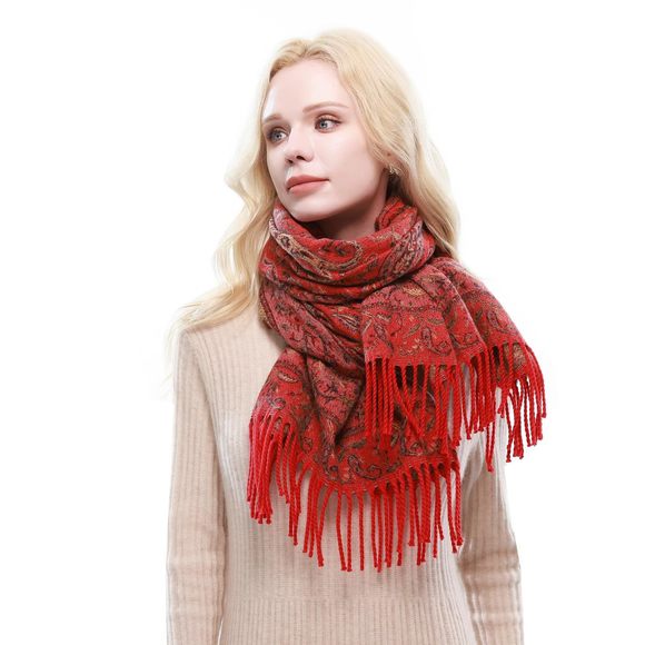 Reversible Paisley Pashmina Scarf For Women Jacquard Shawl Wrap Scarves💛 - Picture 6 of 7